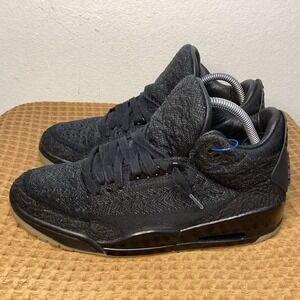 Nike Air Jordan 3 Retro Flyknit Mens Sz 9 Triple Black Anthracite AQ1005-001